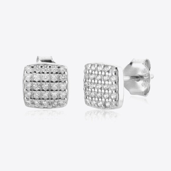 925 Sterling Silver Zircon Women's Stud Earrings - Sparkle and Elegance - Picture 8 of 8